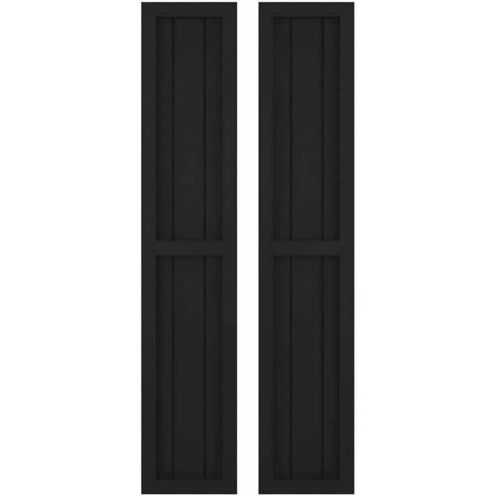 10-1/2 in. W x 64 in. H Americraft 3-Board Exterior Real Wood 2 Equal Panel Framed Board and Batten Shutters in Black price history on PriceWatchPro