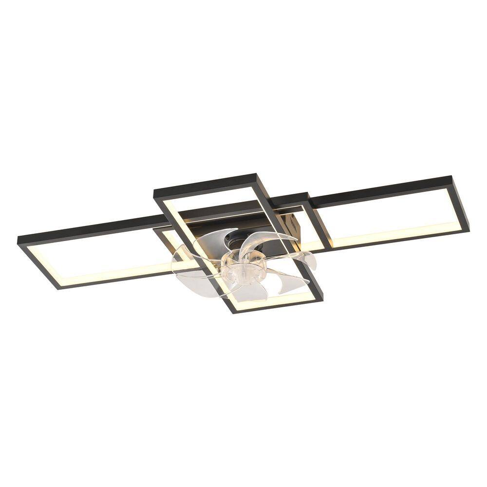 35.43 in. Indoor Black Modern Low Profile Reversible Flush Mount Ceiling Fan with Dimmable Integrated LED and Remote price history on PriceWatchPro