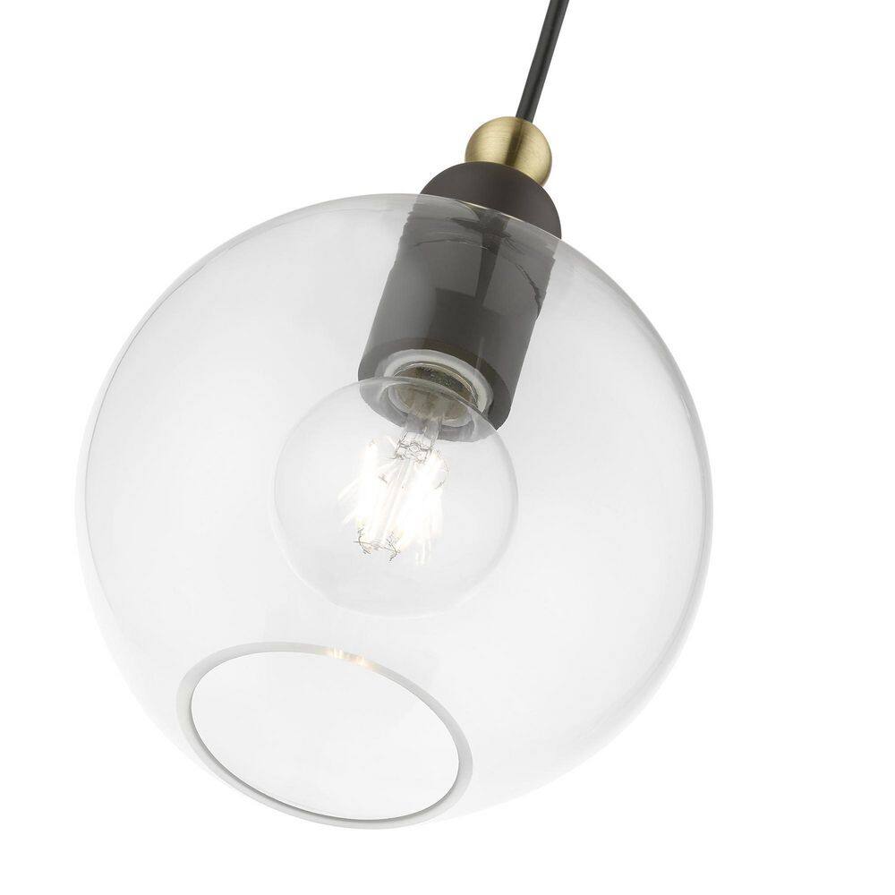 Mini Globe Pendant in Bronze/Antique Brass with Clear Glass Shade