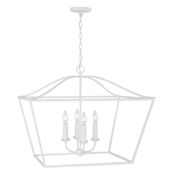 Grady 60-Watt 4-Light Textured White Foyer Pendant Light and No Bulbs included