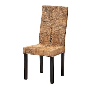 Laymi Natural Seagrass and Dark Brown Dining Chair