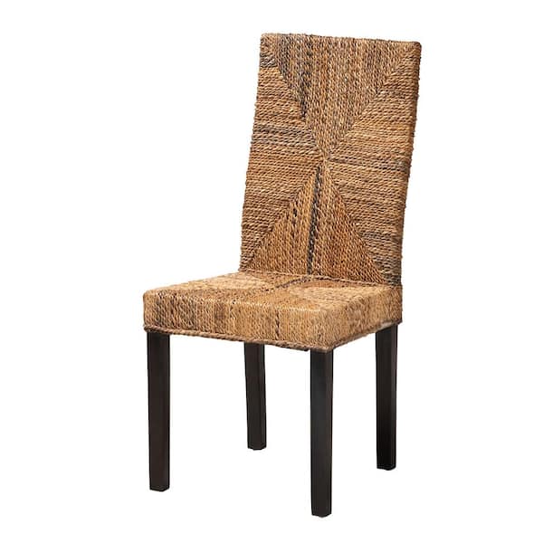 bali & pari Laymi Natural Seagrass and Dark Brown Dining Chair