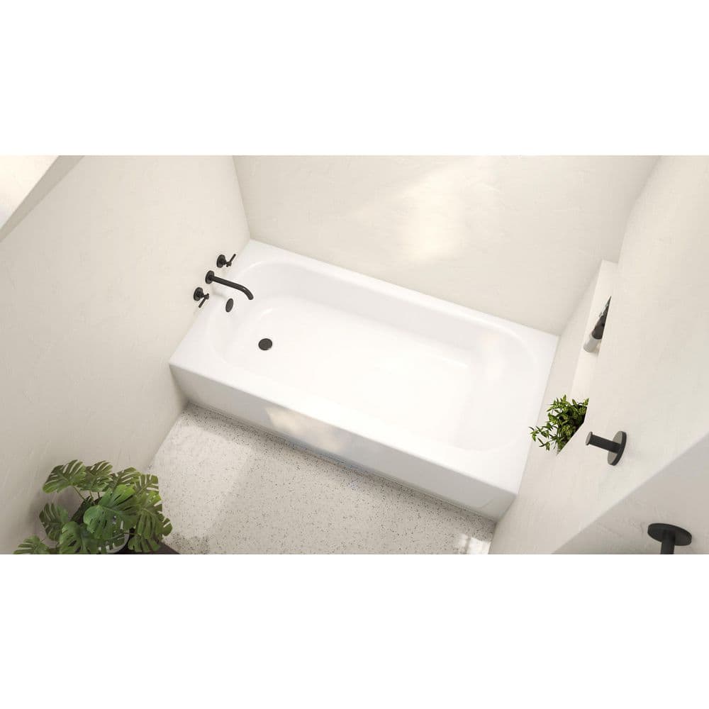 White Porcelain 60-Inch Left Drain Soaking Bathtub