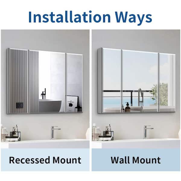 36 in. W x 26 in. H Large Rectangular Silver Aluminum Recessed