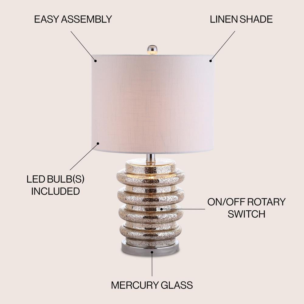 Mercury Glass Table Lamp with White Drum Shade