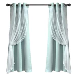 Lush Decor Grommet Sheer Panels with Insulated Blackout Lining Blue Set 38X63