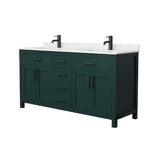 Beckett 66 in. W x 22 in. D x 35 in. H Double Sink Bathroom Vanity in Green with Carrara Cultured Marble Top