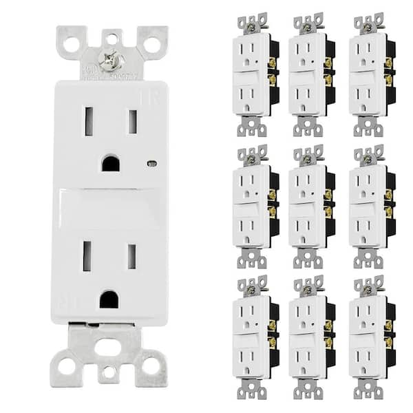 10-Pack White Decorator Nightlight Outlet , 15Amp 125Volt Tamper-Resistant Duplex