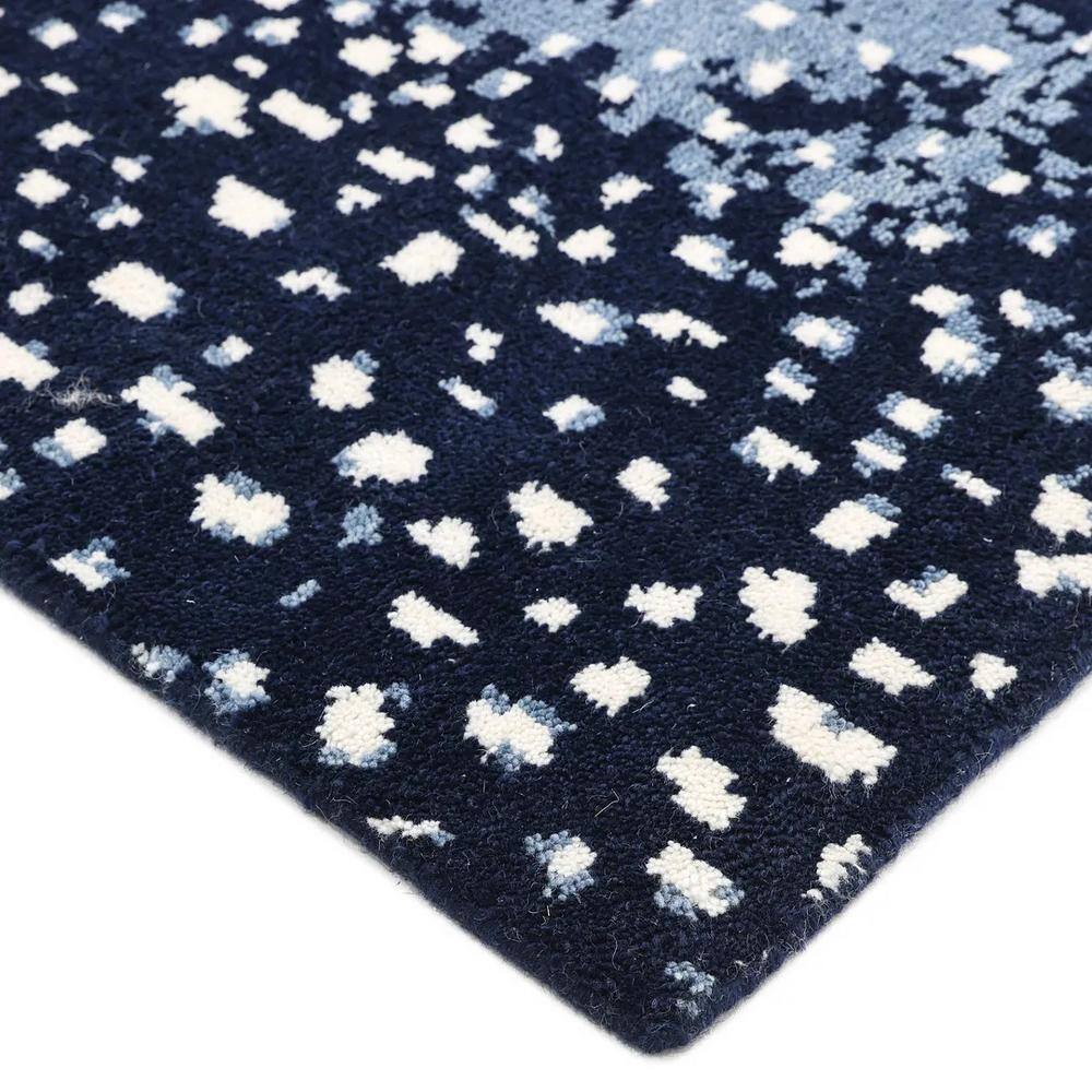 Plush Navy Wool 9' x 12' Hand-Knotted Rectangular Area Rug