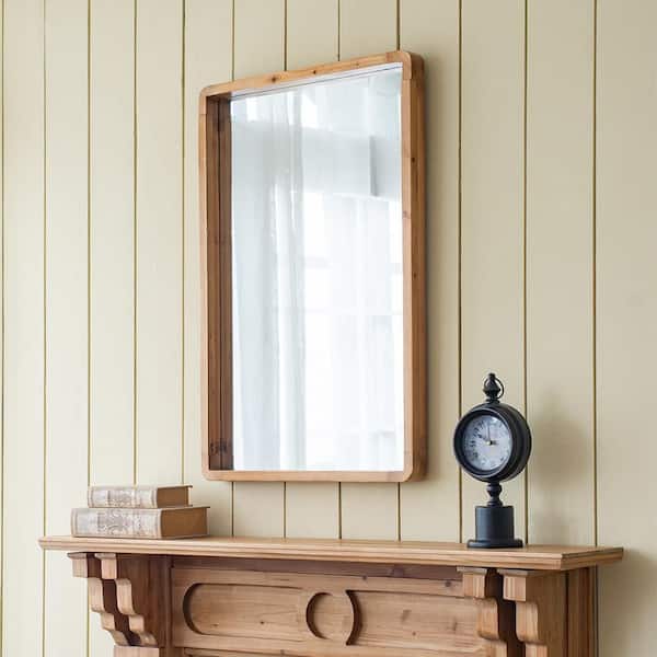 Blisstyle Brown 24 in W x 36 in. H Farmhose Rectangle Wood Framed Mirror Wall Mirror Wall Decor Mirror