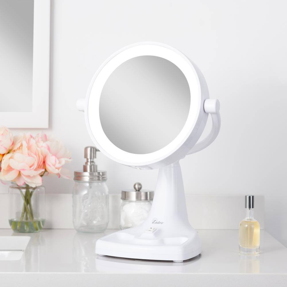 White Dual Magnification Lighted Vanity Mirror