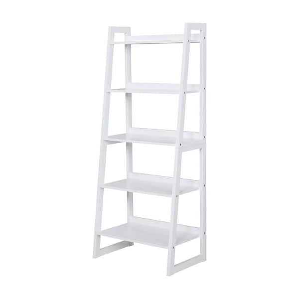 Coaster Home Furnishings 63.5 in. White Wood 5-Shelf Ladder Bookcase