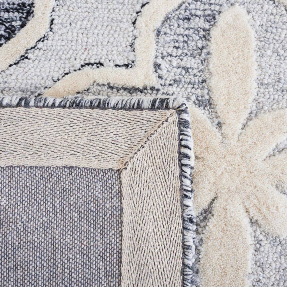 Elegant Noir Hand-Tufted Wool & Synthetic 6' Square Area Rug
