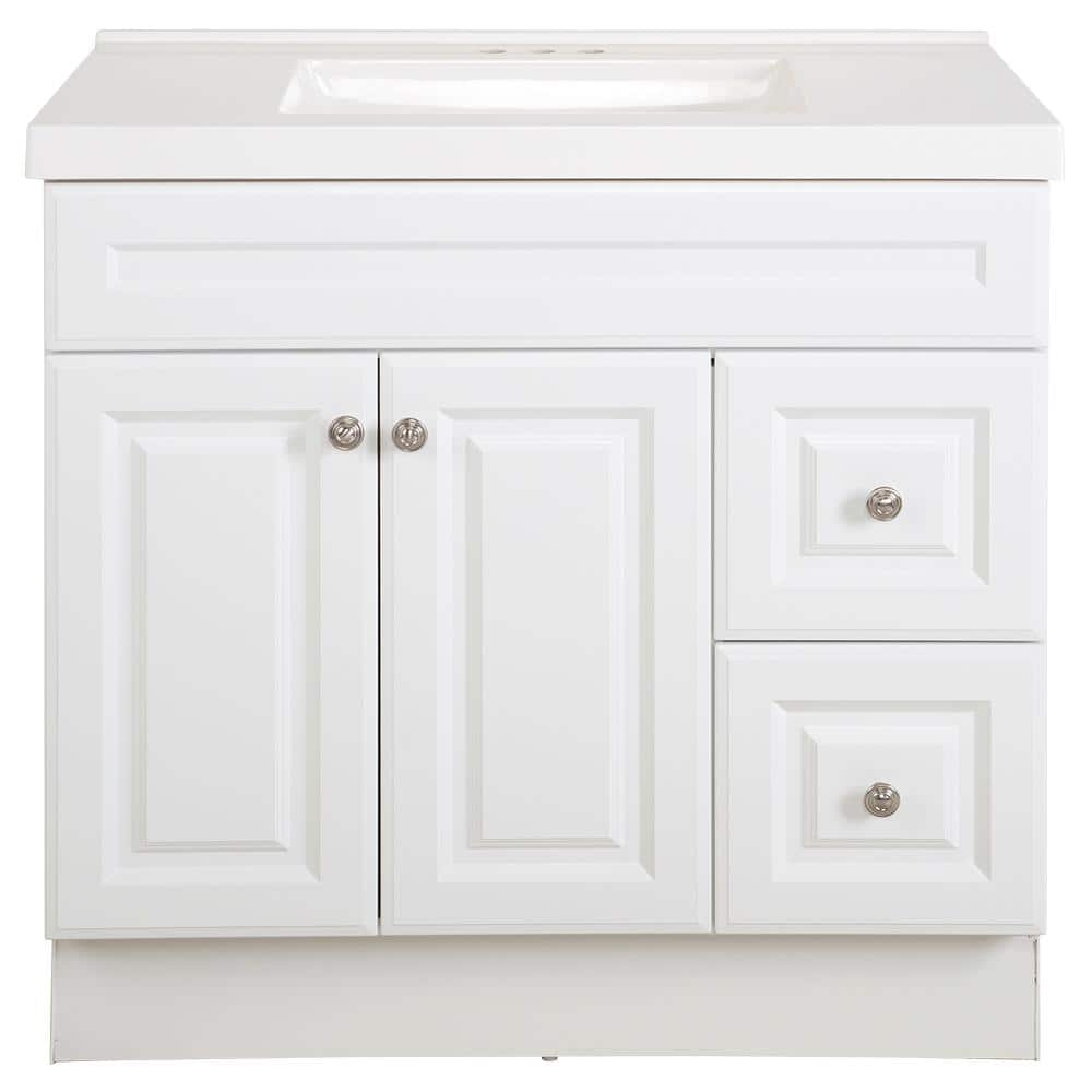 Glacier Bay Glensford 37 In W X 22 In D Bathroom Vanity In White With Cultured Marble Vanity Top In White With White Sink Gf36p2v18 Wh The Home Depot