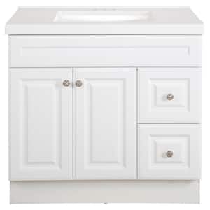 Glensford 37 in. W x 22 in. D Bathroom Vanity in White with Cultured Marble Vanity Top in White with White Sink