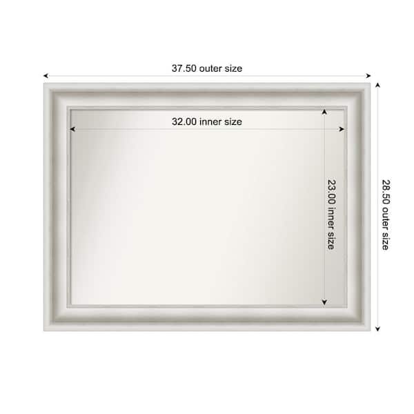 Amanti Art Parlor White 37.5 in. W x 28.5 in. H Custom Non-Beveled Recycled Polystyrene Framed Bathroom Vanity Wall Mirror