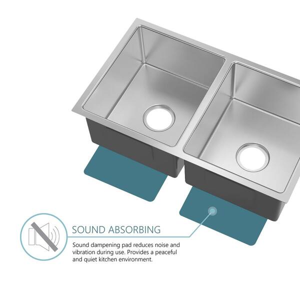 SINKDIRECT 31 in. 50/50 Double Bowl 18-Gauge Undermount Tiny
