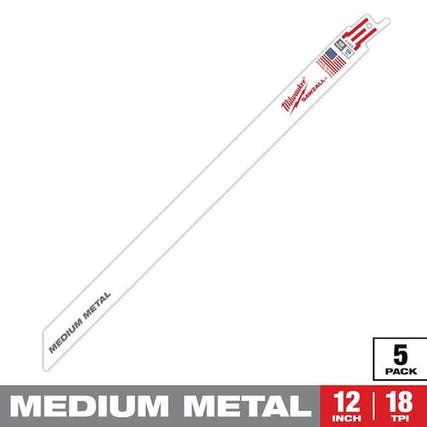 Milwaukee 12 in. 18 TPI Medium Metal Cutting SAWZALL Reciprocating Saw Blades (5-Pack)