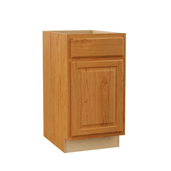 Hampton 18 in. W x 24 in. D x 34.5 in. H Assembled Waste Base Cabinet in Medium Oak