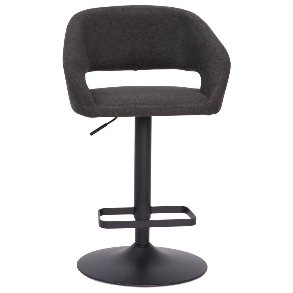 TAYLOR + LOGAN 42.75 in. Charcoal Fabric/Black Frame Mid Metal Bar Stool with Fabric Seat