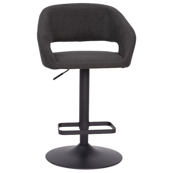 TAYLOR + LOGAN 42.75 in. Charcoal Fabric/Black Frame Mid Metal Bar Stool with Fabric Seat