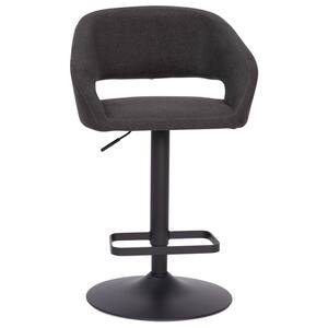 31.5 in. Charcoal Fabric/Black Frame Mid Metal Bar Stool with Fabric Seat