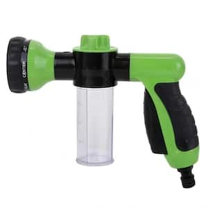 8-Pattern High Pressure Water Spray Head Hose Nozzle for Garden Watering with Foam Watering Can for Car Washing, Green