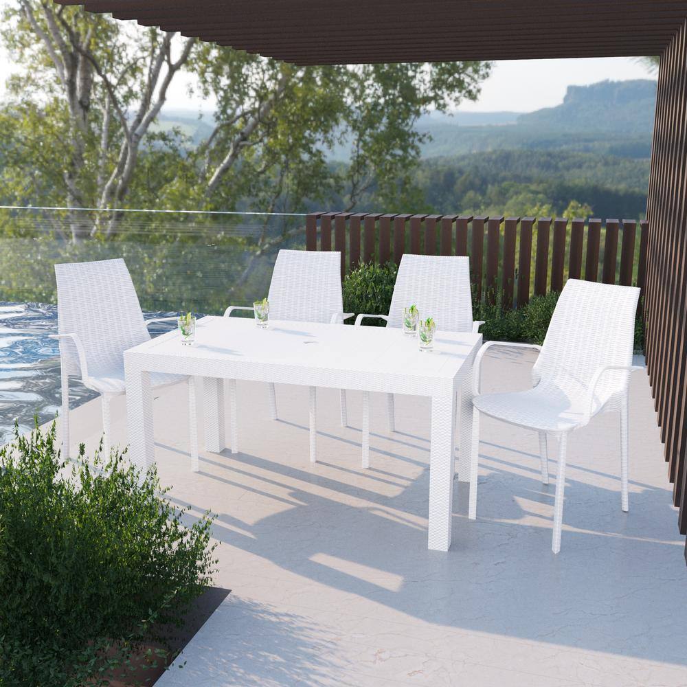 Kent Modern White Polypropylene Outdoor Dining Chair Set of 4