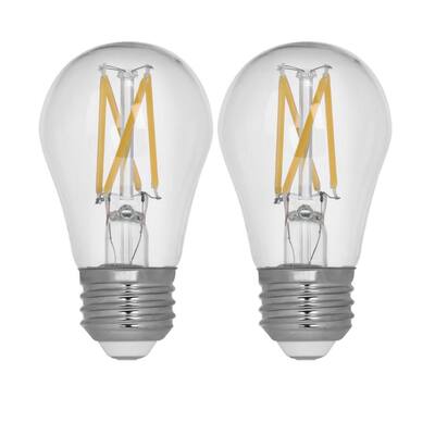 40-Watt Equivalent A15 Dimmable Filament CEC Title 20 90+ CRI Clear Glass LED Ceiling Fan Light Bulb Soft White (2-Pack)