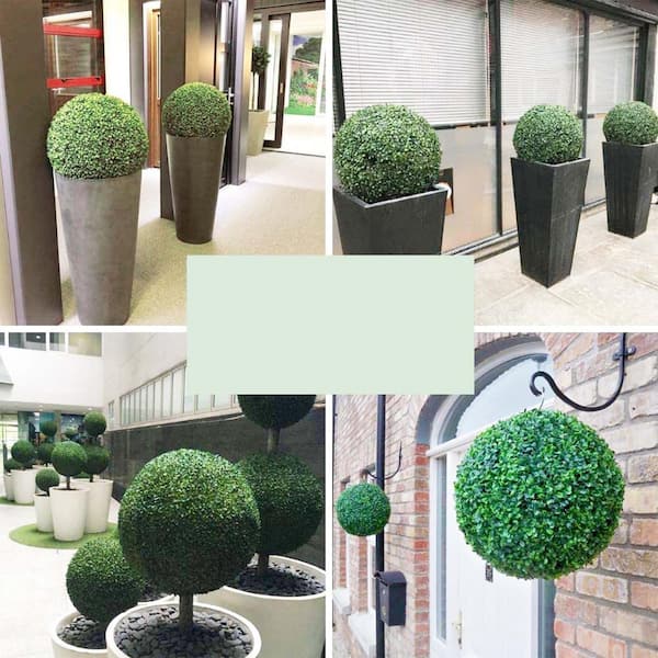 Lifelike Decorative 4-Inch Green Boxwood Ball Topiary, Set of 2