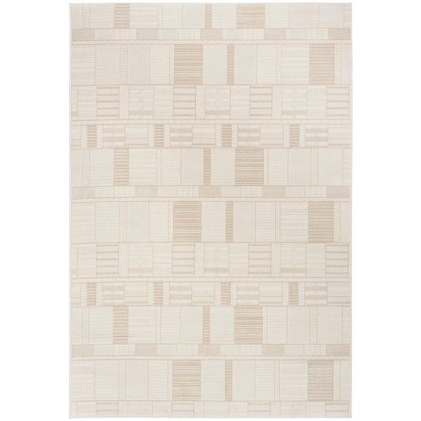 Nourison Nordic Ivory Beige 4 ft. x 6 ft. Geometric Contemporary Area Rug