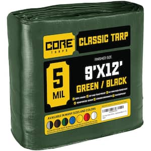 9 ft. x 12 ft. Green/Black 5 Mil Heavy Duty Polyethylene Tarp, Waterproof, UV Resistant, Rip and Tear Proof