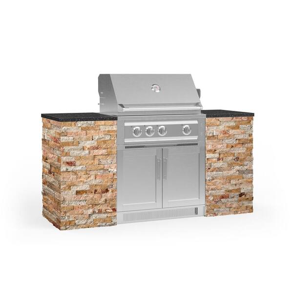 NewAge Products Signature Series 72.16 in. x 25.5 in. x 51 in. 6-Piece Outdoor Kitchen Cabinet Set with Natural Gas 33 in. Grill