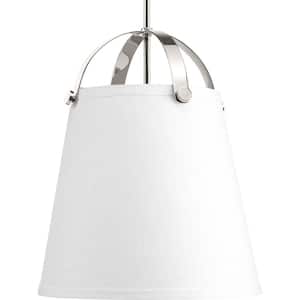 Galley Collection 2-Light Polished Nickel Pendant with Linen Shade