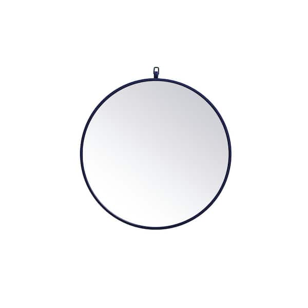 Unbranded Medium Round Blue Modern Mirror (24 in. H x 24 in. W)