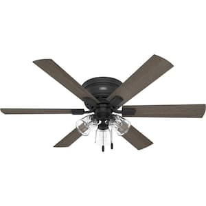 Alvarado 52 in. Indoor Matte Black Low Profile Standard Ceiling Fan with LED Lights Included