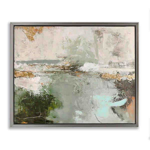 Stupell Industries Abstract Seascape Landscape by Design Fabrikken Gray Floater Frame Abstract Graphic Art Print 17 in. x 21 in.