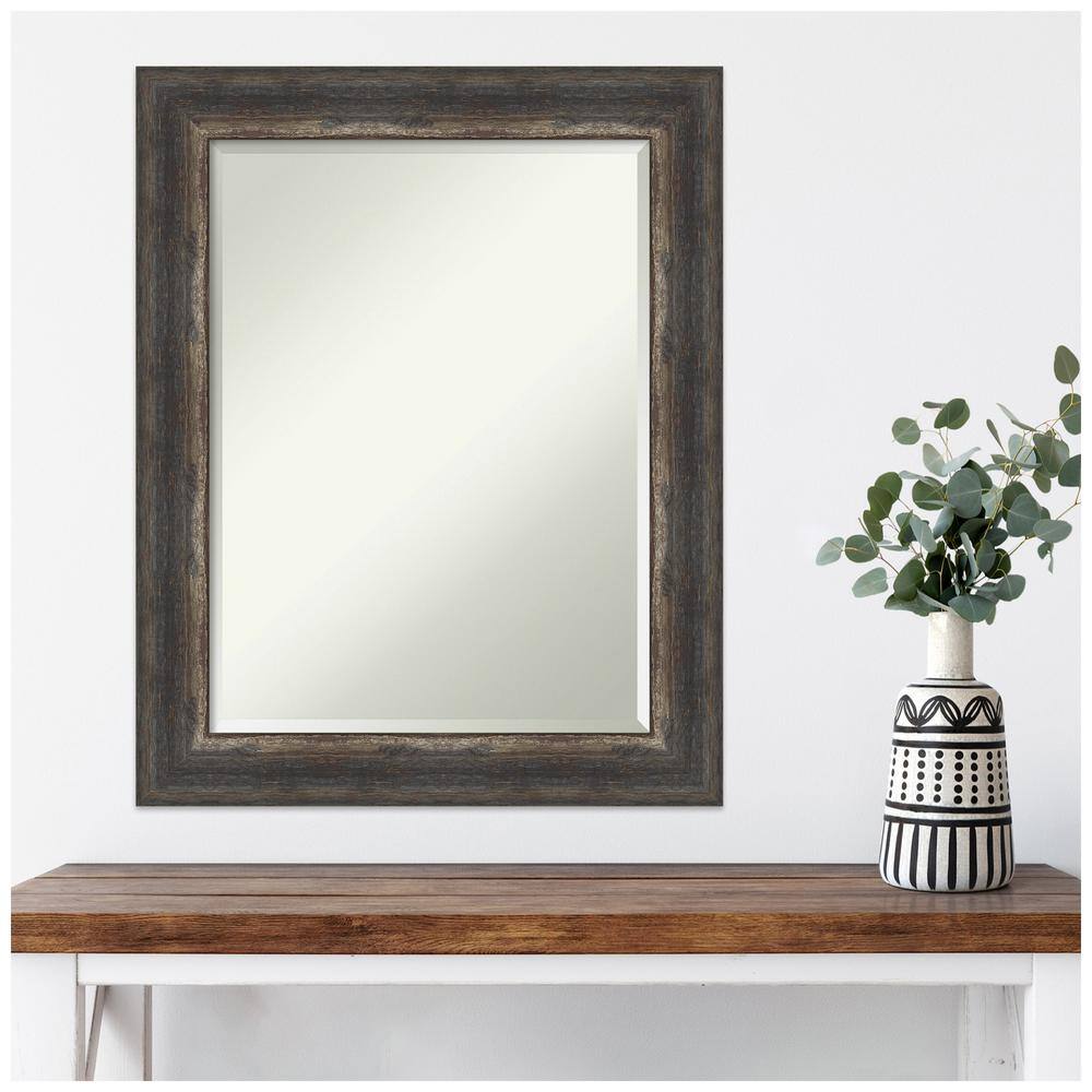 Bronze and Wood Rustic Full Length Rectangular Wall Mirror