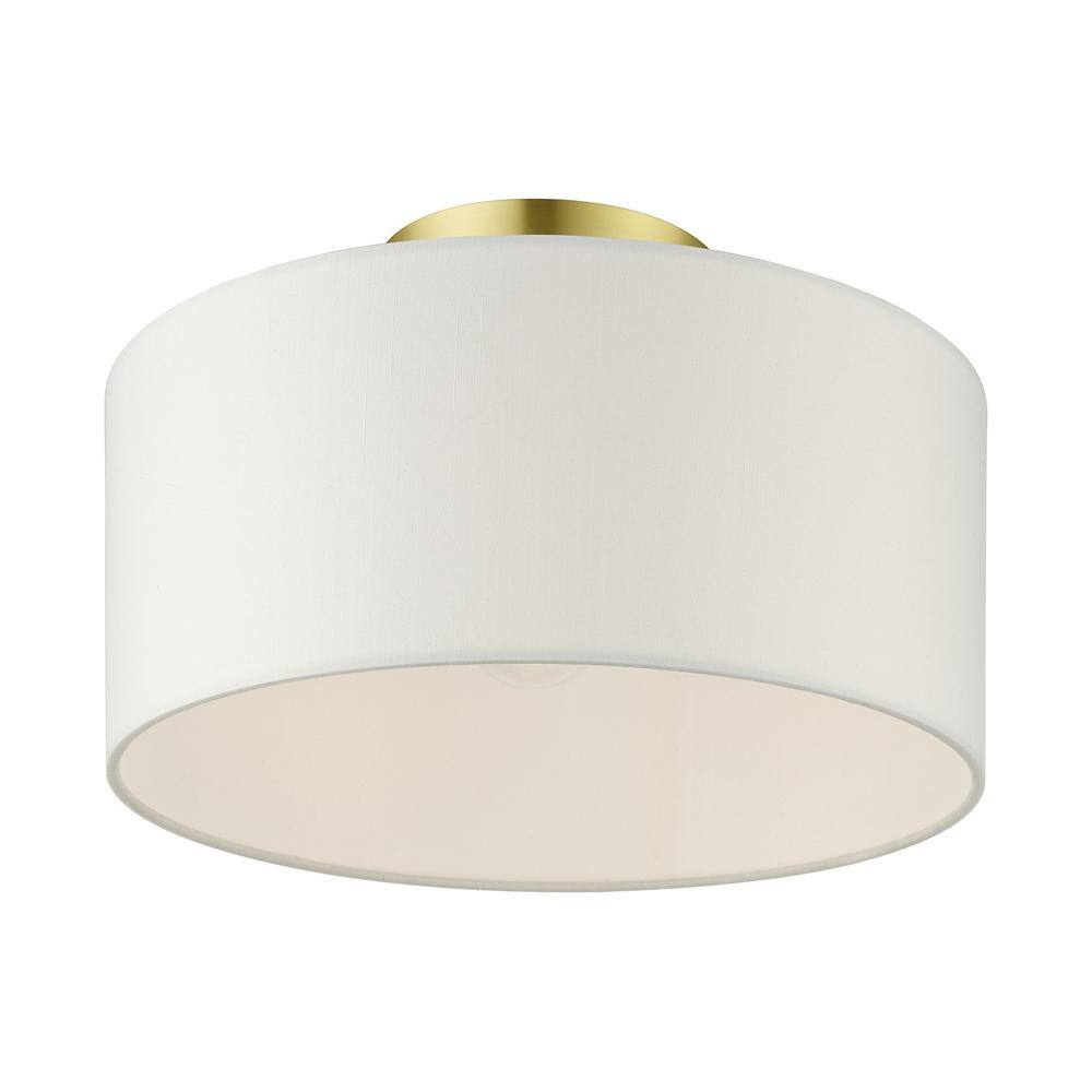 Meridian Satin Brass 13" Drum LED Semi-Flush Mount