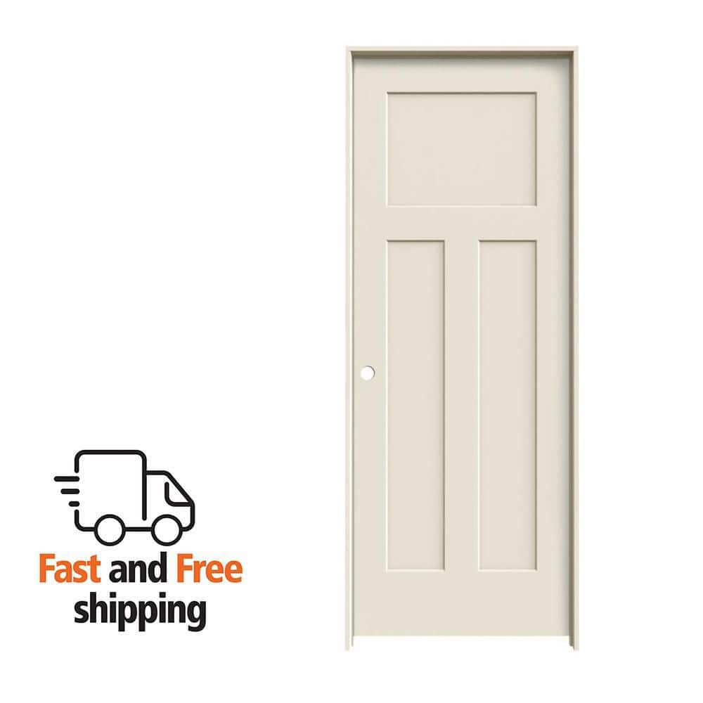 MMI DOOR 30 in. x 80 in. Smooth Cratsman 3-Panel Right-Hand Solid