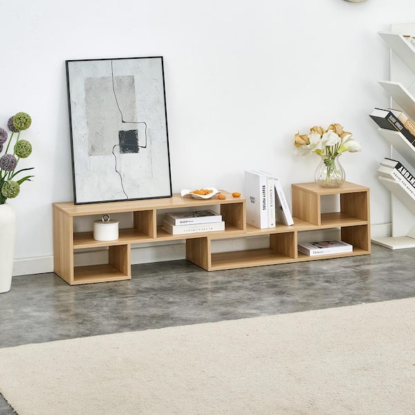 Oak TV Stand Fits TV's up to 70 in. with Storage Bookcase Shelf,Free Combination Gaming Entertainment Center Media