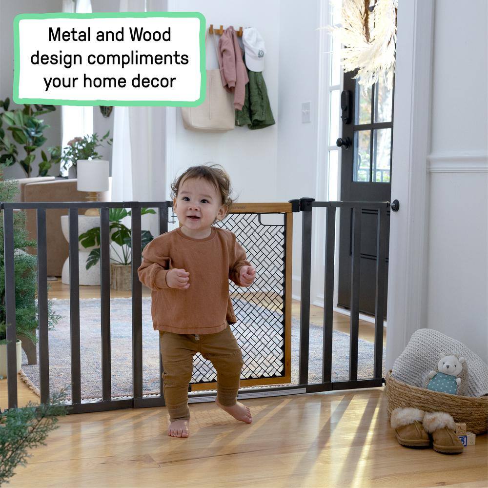 Honey Oak and Metal Extra Wide Safety Gate