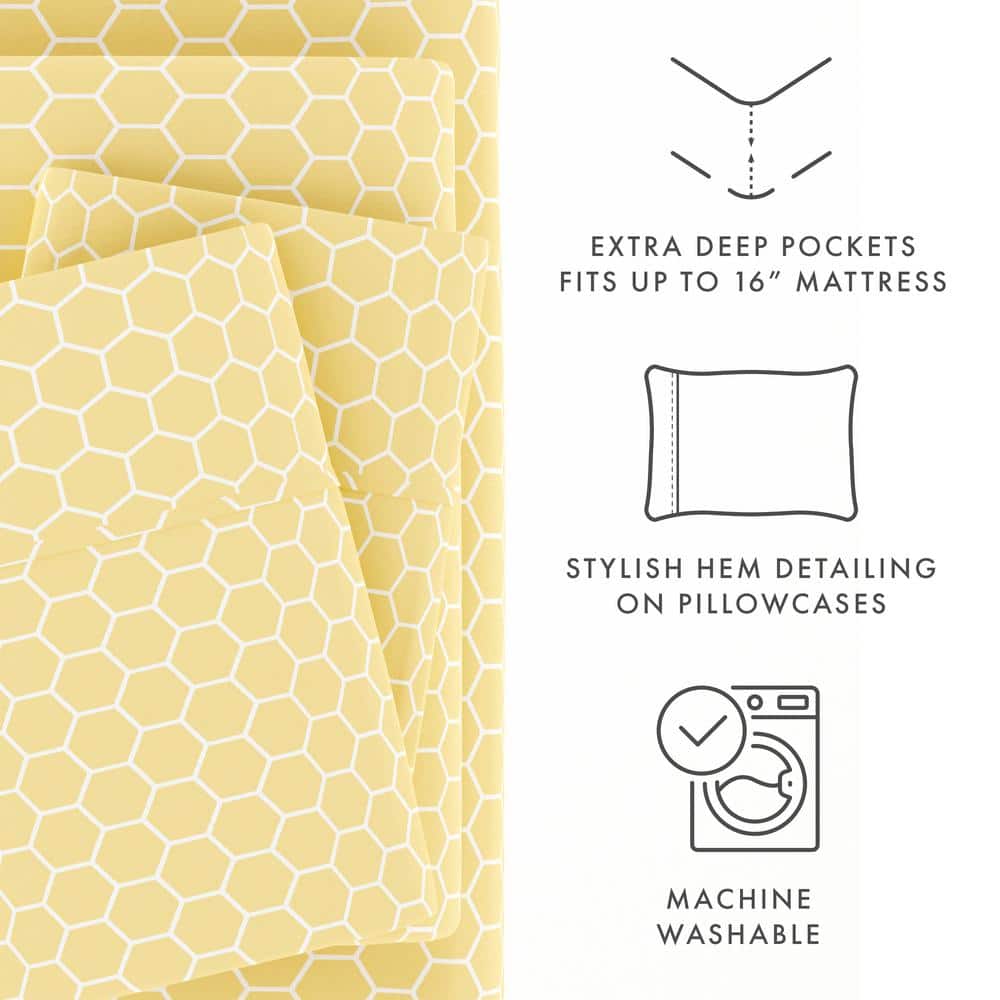 California King Yellow Chevron Microfiber Sheet Set