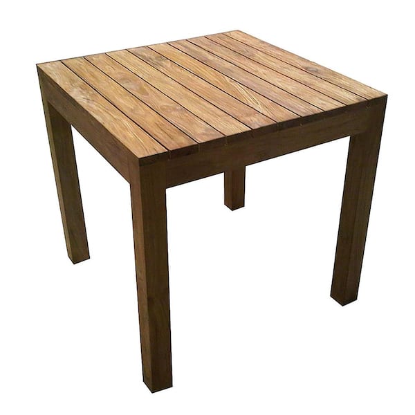 Padma's Plantation Rustic Teak Natural Wood 31.5 in. 4 legs Dining Table Seats 2