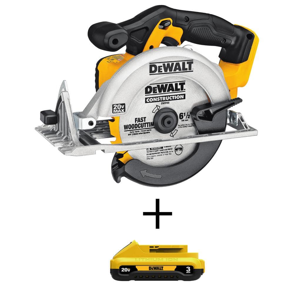 DEWALT 20V MAX Cordless 6-1/2 in. Circular Saw and (1) 20V MAX Compact  Lithium-Ion 3.0Ah Battery DCS391BW230 The Home Depot