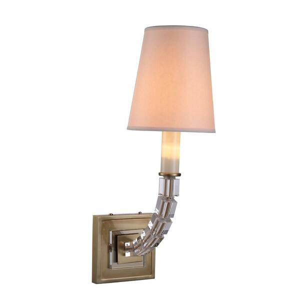 Elegant Lighting Cristal 1-Light Burnished Brass Wall Sconce with Clear Crystal