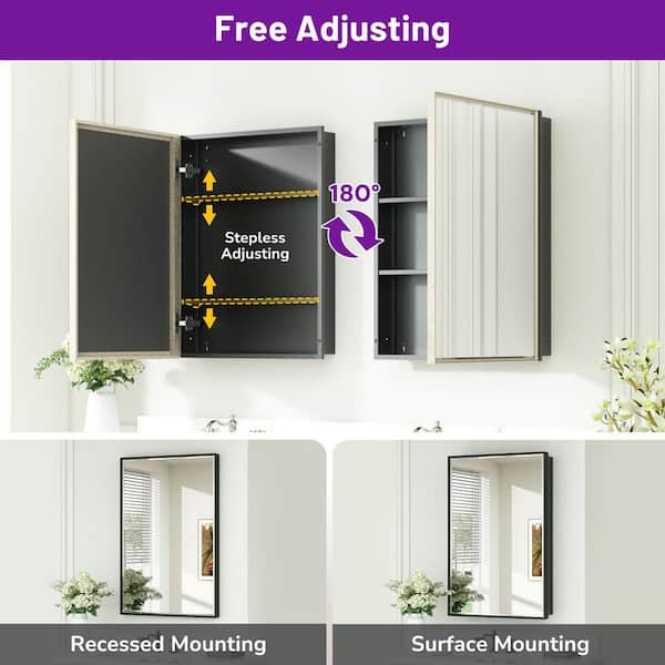 KeonJinn 24 in. W x 30 in. H Rectangular Brushed Nickel Metal