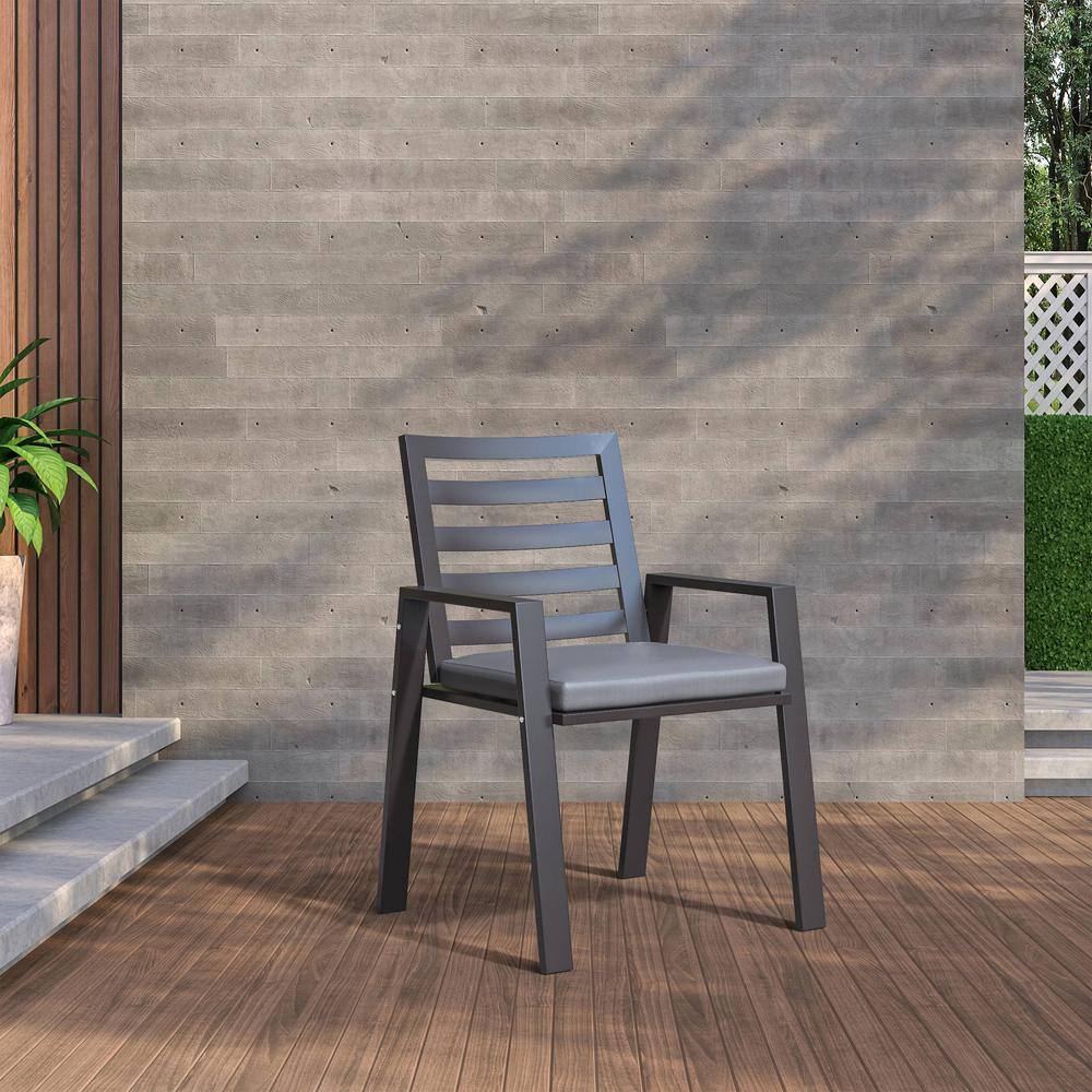 Chelsea Black Aluminum Patio Dining Armchair Set with Cushions