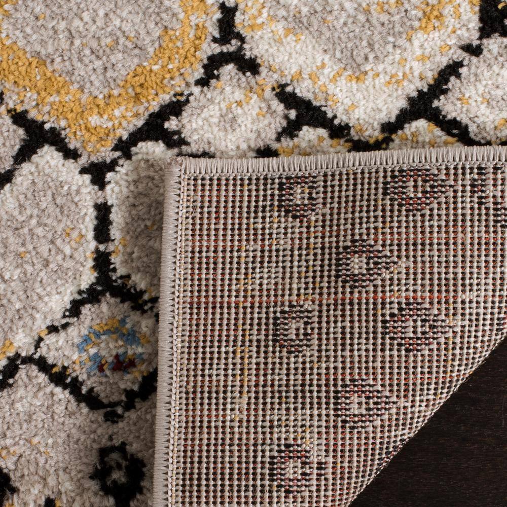 Light Grey Geometric 27" Synthetic Runner Rug