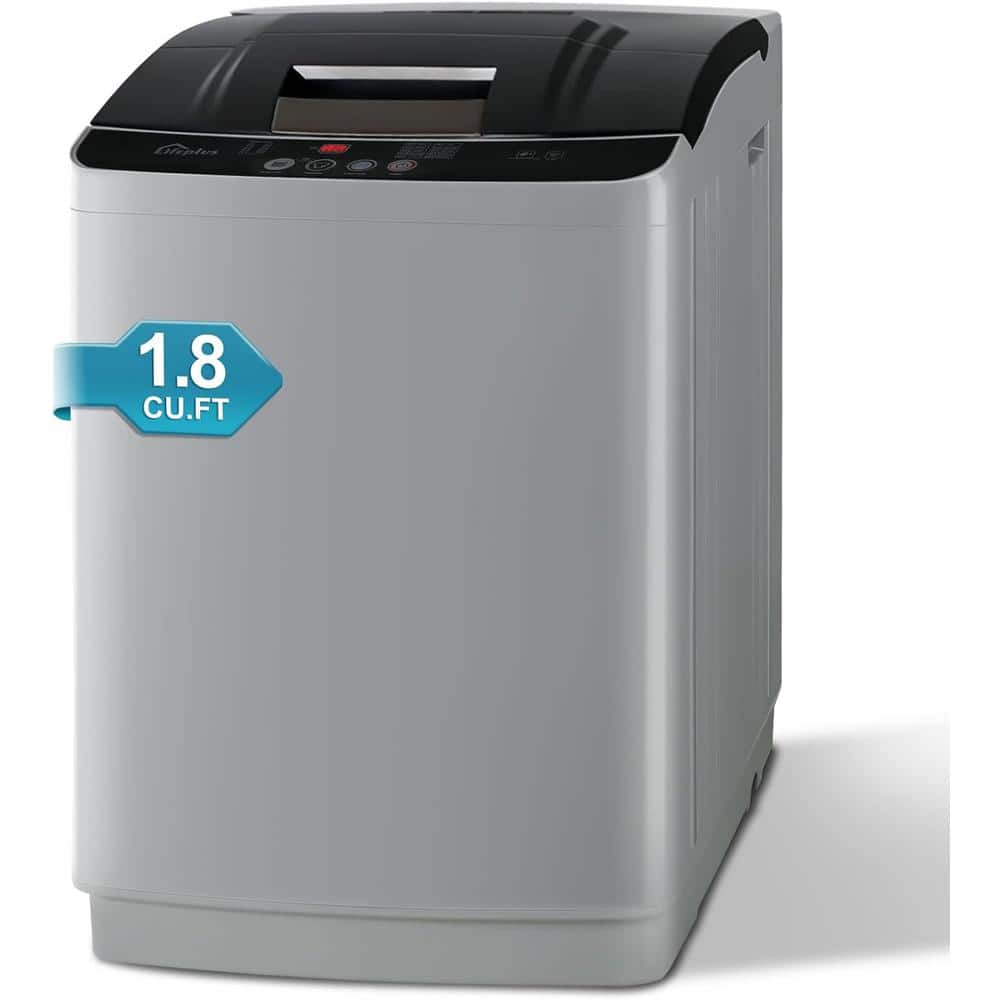 1.8 cu. ft. Fully Automatic Compact Top Load Washer with w/Drain Pump, 10-Programs &amp; 8-Water Levels, Gray
